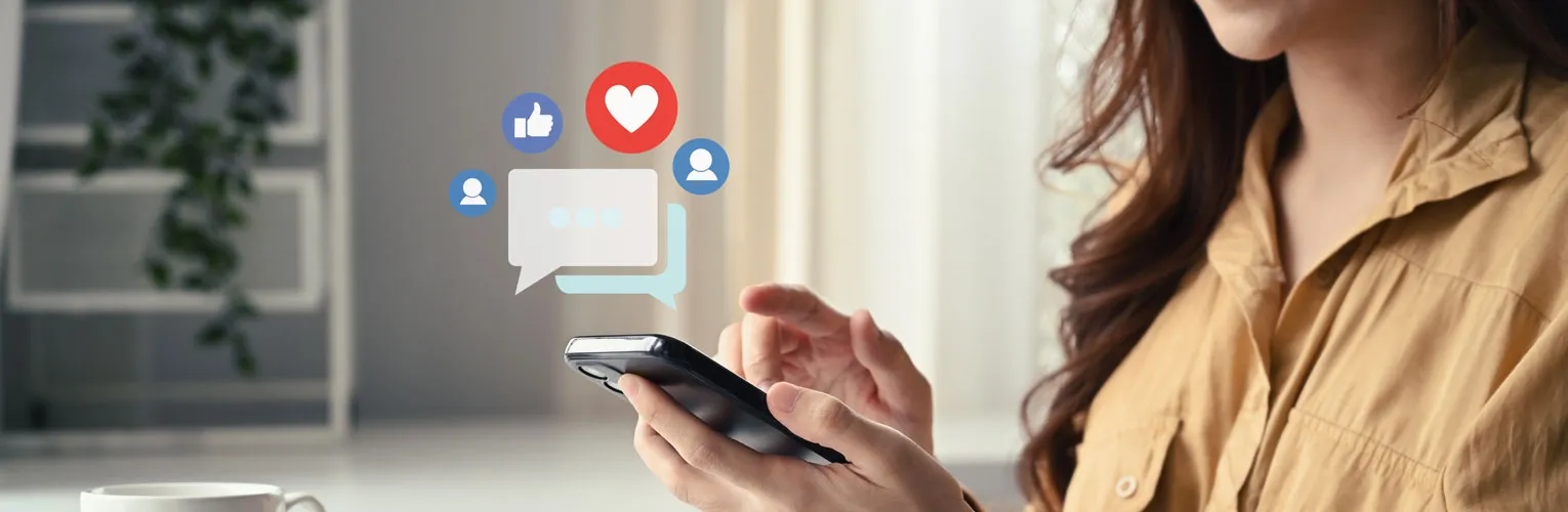 Woman receiving social media engagement
