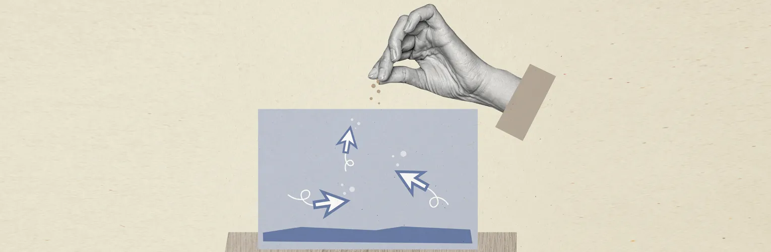 Cursors being fed in a fish tank, representing growing topic clusters